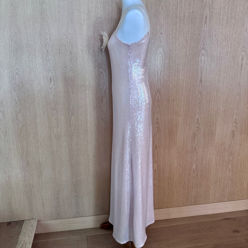 Rodarte translucent nude sequin slip Floral appliqué gown size 4 - Picture 8 of 14